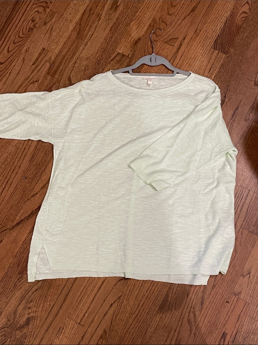 Eileen Fisher Pale Mint Slub Knit Top. XL